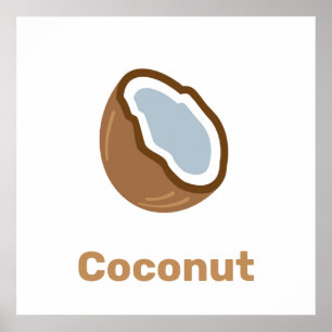 Braune Kokosnuss mit Wortposter Poster