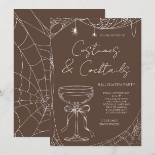 Braune Kostüme und Cocktails Erwachsene Halloween- Einladung