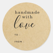Braune Kraft Handgefertigt mit Personalisierter Li Runder Aufkleber (Vorderseite)