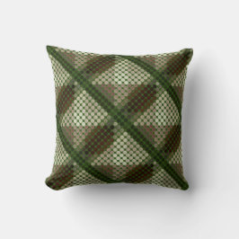 Braune Kreise über grün, geometrische Formen Kissen