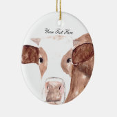 Braune Kuh Aquarell Tierzucht Scottish Custom Keramik Ornament (Rechts)