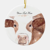 Braune Kuh Aquarell Tierzucht Scottish Custom Keramik Ornament (Vorne)