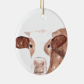 Braune Kuh Aquarelltierfarm Schottisch Keramikornament (Rechts)
