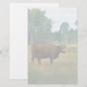 Braune Kuh auf einer Rasse Briefpapier (Vorne/Hinten)