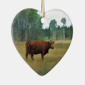 Braune Kuh auf einer Rasse Keramik Ornament (Rechts)