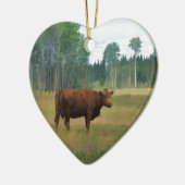 Braune Kuh auf einer Rasse Keramik Ornament (Links)