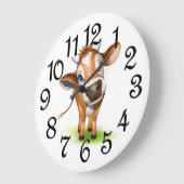 Braune Kuh Große Wanduhr (Winkel)