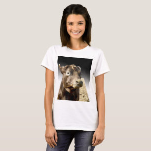 Braune Kuh kaut an Heu, T-Shirt