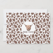 Braune Kuh Print Boho Floral Heilige Kuh 1. Geburt Einladung (Rückseite)