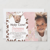 Braune Kuh Print Boho Floral Heilige Kuh 1. Geburt