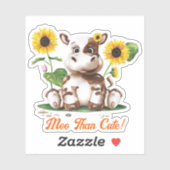 Braune Kuh Sonnenblume | Funny Sticker (Blatt)