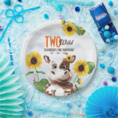 Braune Kuh Sonnenblume Mädchen 2. Geburtstag Pappteller (Party)