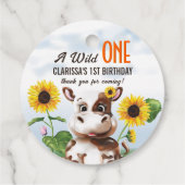 Braune Kuh Sonnenblume Mädchen Erstgeburt Geschenkanhänger (Rückseite)