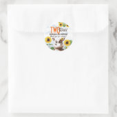 Braune Kuh Sonnenblume Mädchen zweite Geburtstag Runder Aufkleber (Tasche)