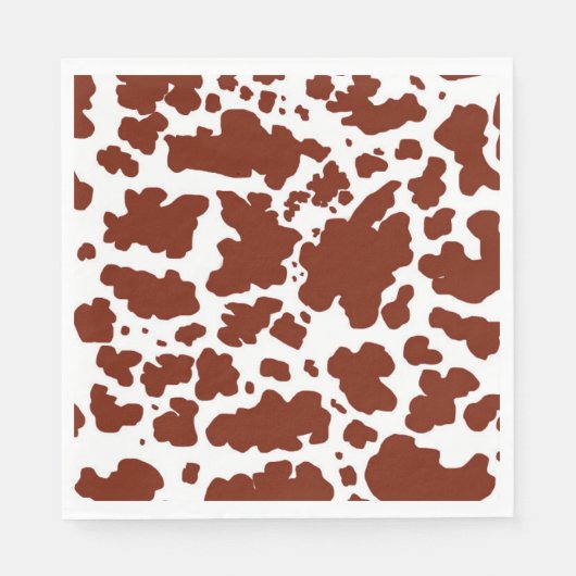 Braune Kuh Spots Print Cowboy Bauer Serviette (Vorderseite)