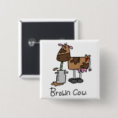 Braune Kuh T-Shirts und Geschenke Button (Vorne & Hinten)