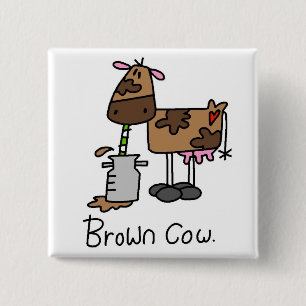 Braune Kuh T-Shirts und Geschenke Button