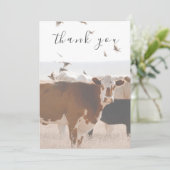 Braune Kuh- und Vogellandwohnung Danke Karte (Stehend Vorderseite)