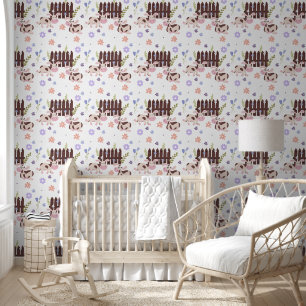 Braune Kuh und Zaun Tapete