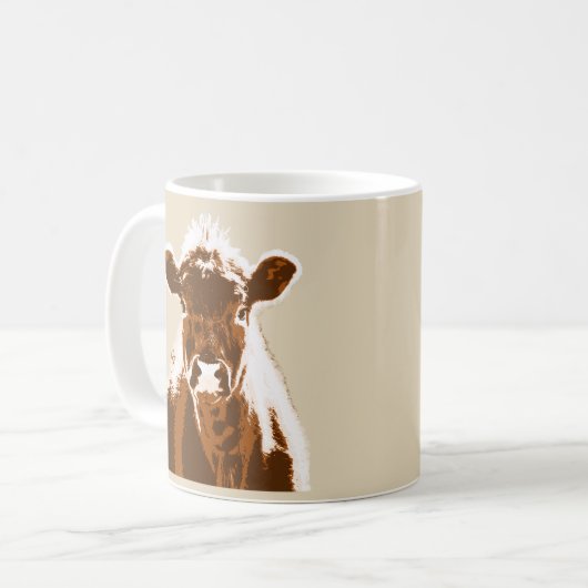 Braune Kuhfarm Kaffeetasse (Vorderseite Links)