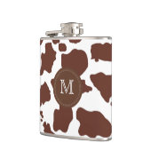 Braune Kuhhaut| Custom Monogramm Flasche Flachmann (Links)