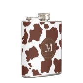 Braune Kuhhaut| Custom Monogramm Flasche Flachmann (Rechts)