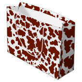 Braune Kuhhaut Textur Tierdruck Große Geschenktüte (Rückseite Schrägansicht)