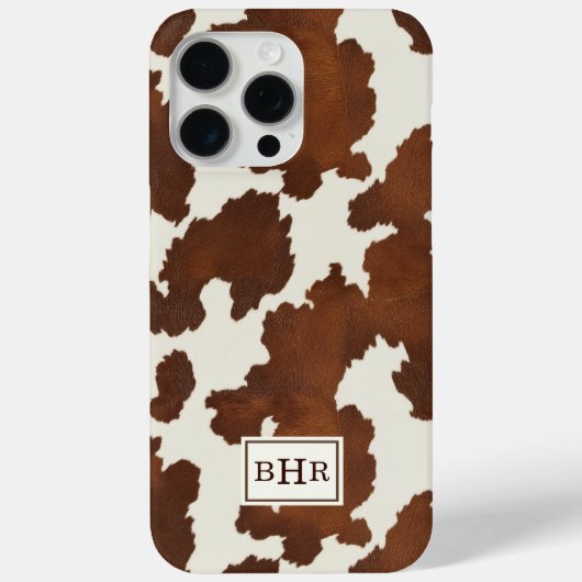 Braune Kuhleder-Monogramm Case-Mate iPhone Hülle (Rückseite)