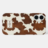 Braune Kuhleder-Monogramm Case-Mate iPhone Hülle (Rückseite (Horizontal))