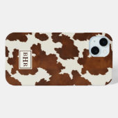 Braune Kuhleder-Monogramm Case-Mate iPhone Hülle (Rückseite (Horizontal))