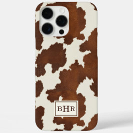 Braune Kuhleder-Monogramm iPhone 16 Pro Max Hülle