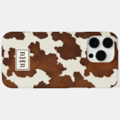 Braune Kuhleder-Monogramm Case-Mate iPhone Hülle (Rückseite (Horizontal))