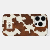 Braune Kuhleder-Monogramm Case-Mate iPhone Hülle (Rückseite (Horizontal))