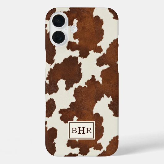 Braune Kuhleder-Monogramm Case-Mate iPhone Hülle (Rückseite)