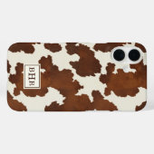 Braune Kuhleder-Monogramm Case-Mate iPhone Hülle (Rückseite (Horizontal))