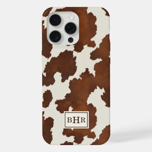 Braune Kuhleder-Monogramm iPhone Hülle (Rückseite)