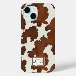 Braune Kuhleder-Monogramm-Prägung Case-Mate iPhone Hülle