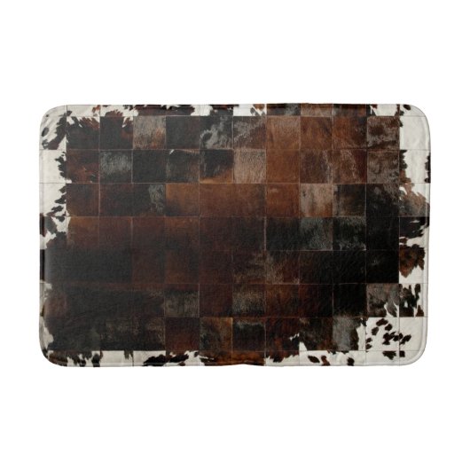 Braune Kuhleder-Patchwork-Prints Badematte (Vorderseite)