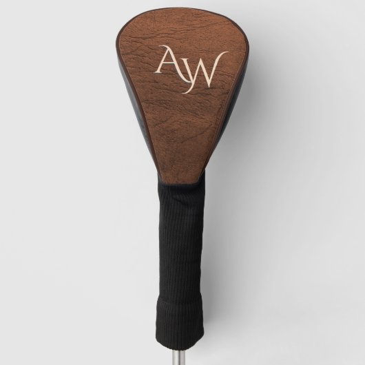 Braune Leder Look Monogram Golf Head Cover Headcover (Vorderseite)