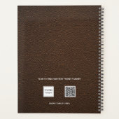 Braune Ledermonogramm-Initialen Name 2026 Planer (Rückseite)