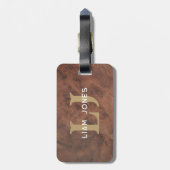 Braune Ledermonogramm Moderne Vintage Anfangsbuchs Gepäckanhänger (Rückseite vertikal)