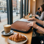 Braune Lederoptik-Monogramm personalisiert Laptopschutzhülle