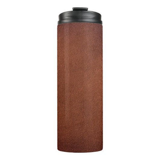 Braune Lederstruktur Thermosbecher (Vorderseite)