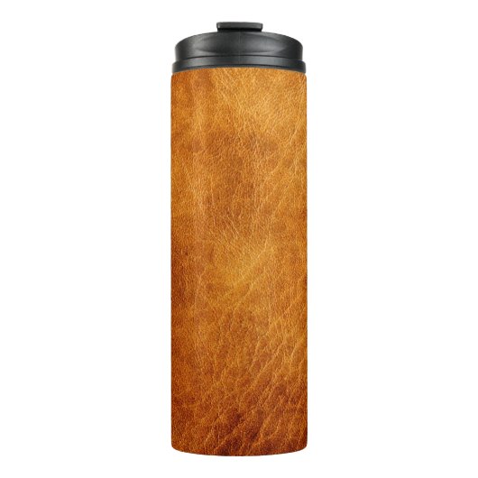 Braune Lederstruktur Thermosbecher (Vorderseite)