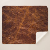 Braune Ledertextur, abstrakt, kunstvoll, künstlich Sherpadecke (Vorderseite (Horizontal))