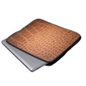 Braune Ledertextur, Hinterhaut, abstrakt Laptopschutzhülle (Vorne Knopf)