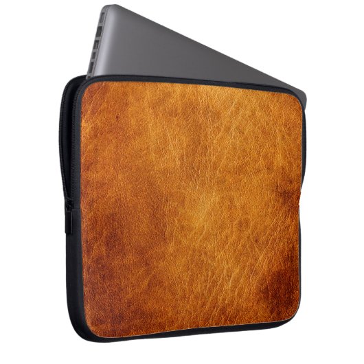 Braune Ledertextur Laptopschutzhülle (Vorne Rechts)