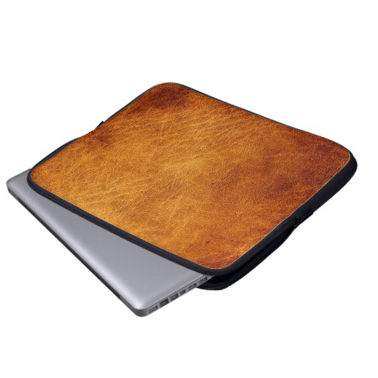 Braune Ledertextur Laptopschutzhülle (Vorne Knopf)