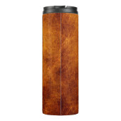 Braune Ledertextur Thermosbecher (Rückseite)