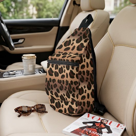 Braune Leopard Print Crossbody Sling Bag